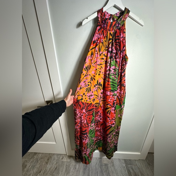 Roopa Pemmaraju X Anthropologie Floral Maxi Halter Beaded Colorful Dress Size XL - Picture 12 of 17